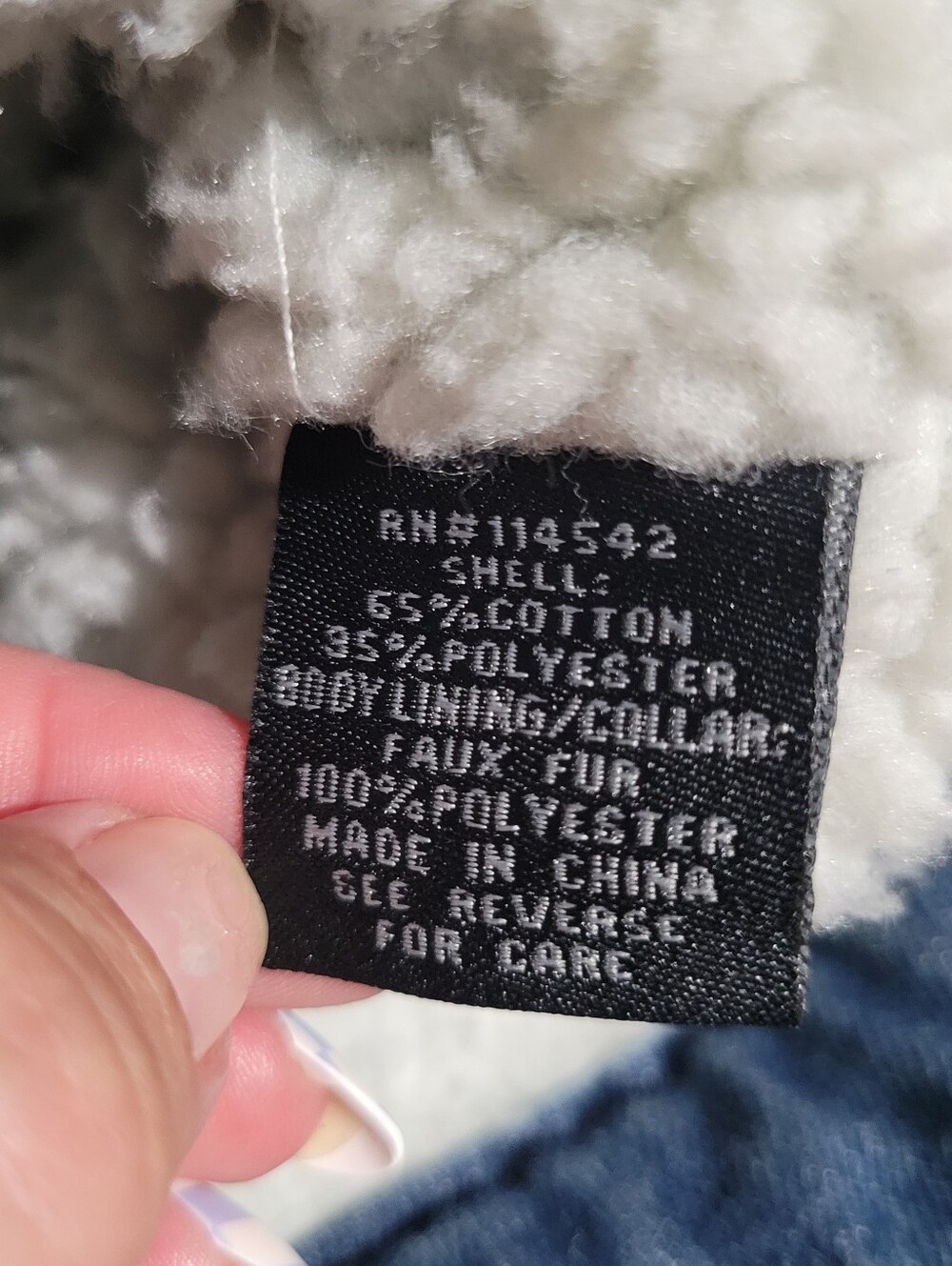 Joujou Premium Outerwear Blue Denim Faux Fur Lined Jacket Size L Retro Pockets - Picture 14 of 15